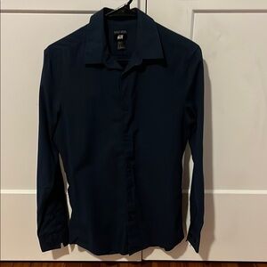 H&M Men's Navy Blue Button-Up Shirt